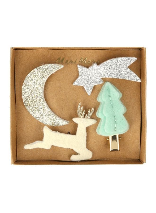Felt & Glitter Festive Icon Hair Clips Set - Image 1