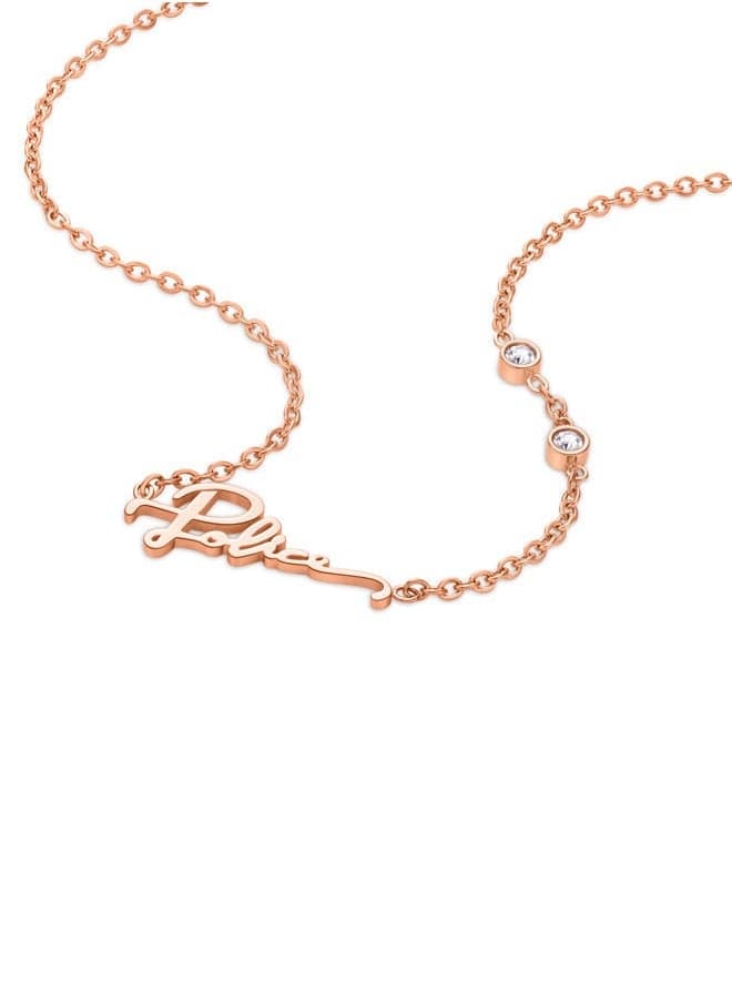 POLICE Petite Script Necklace Rose Gold PEJLN0002603 for Women - Image 1