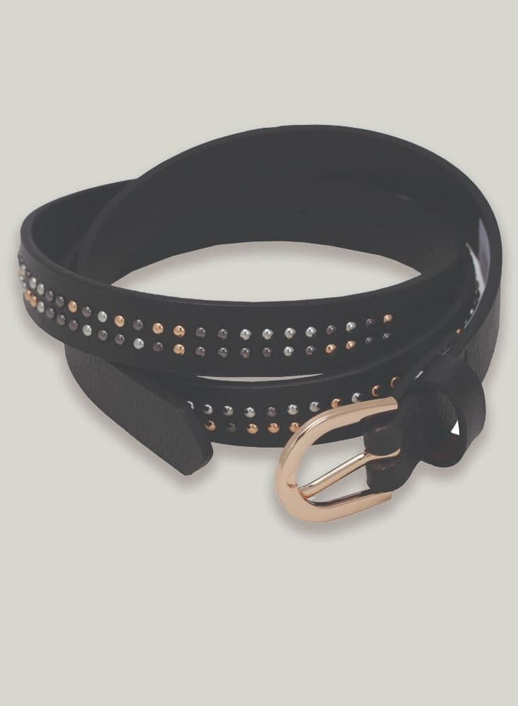 AMICA Studded Elegance Leather Belt - Classic Black - Image 1
