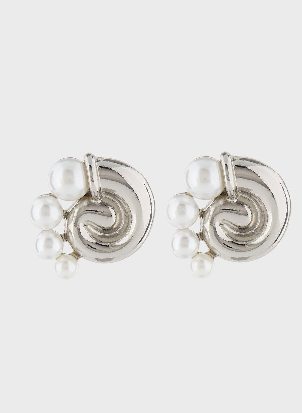 ELLA Pearl Spiral Elegance Stud Earrings for Women - Image 1