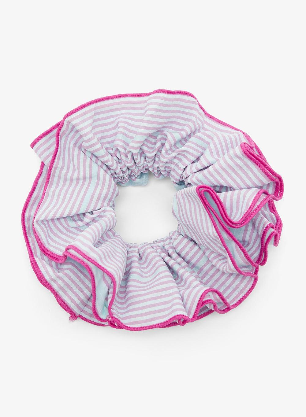Fq4477 Multicolour Stripe Ruffle Scrunchie - Image 1
