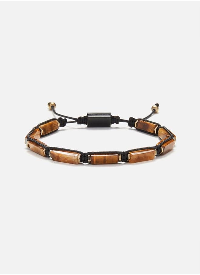 CHRYSOSTOMOS Handcrafted Tiger Eye Knitted Bracelet - Image 1