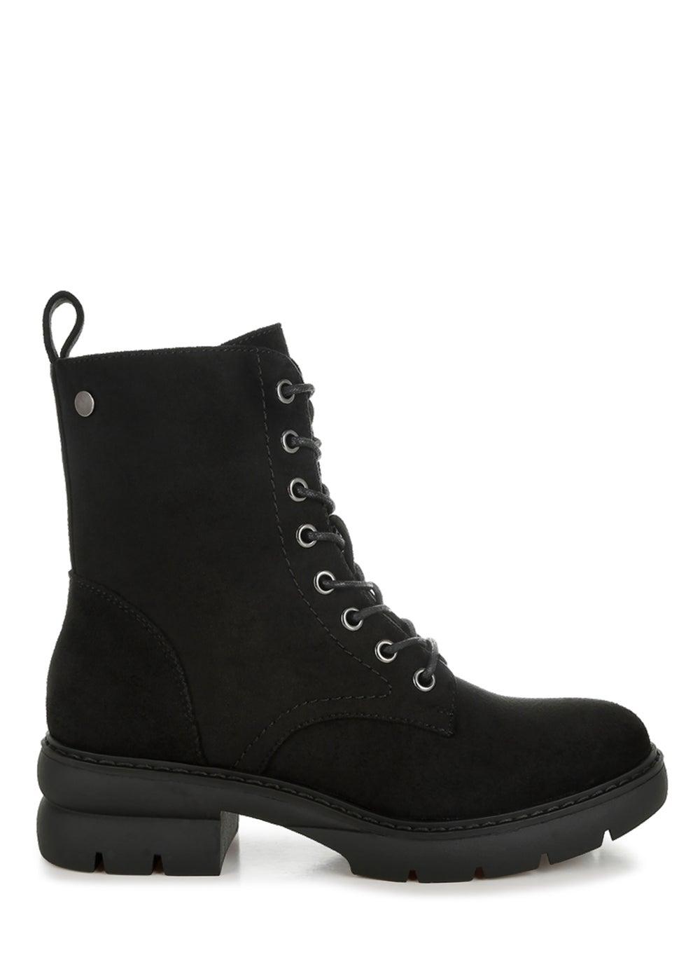Sh5098 Black Lace-Up High Ankle Boots for Elevated Style - Image 1