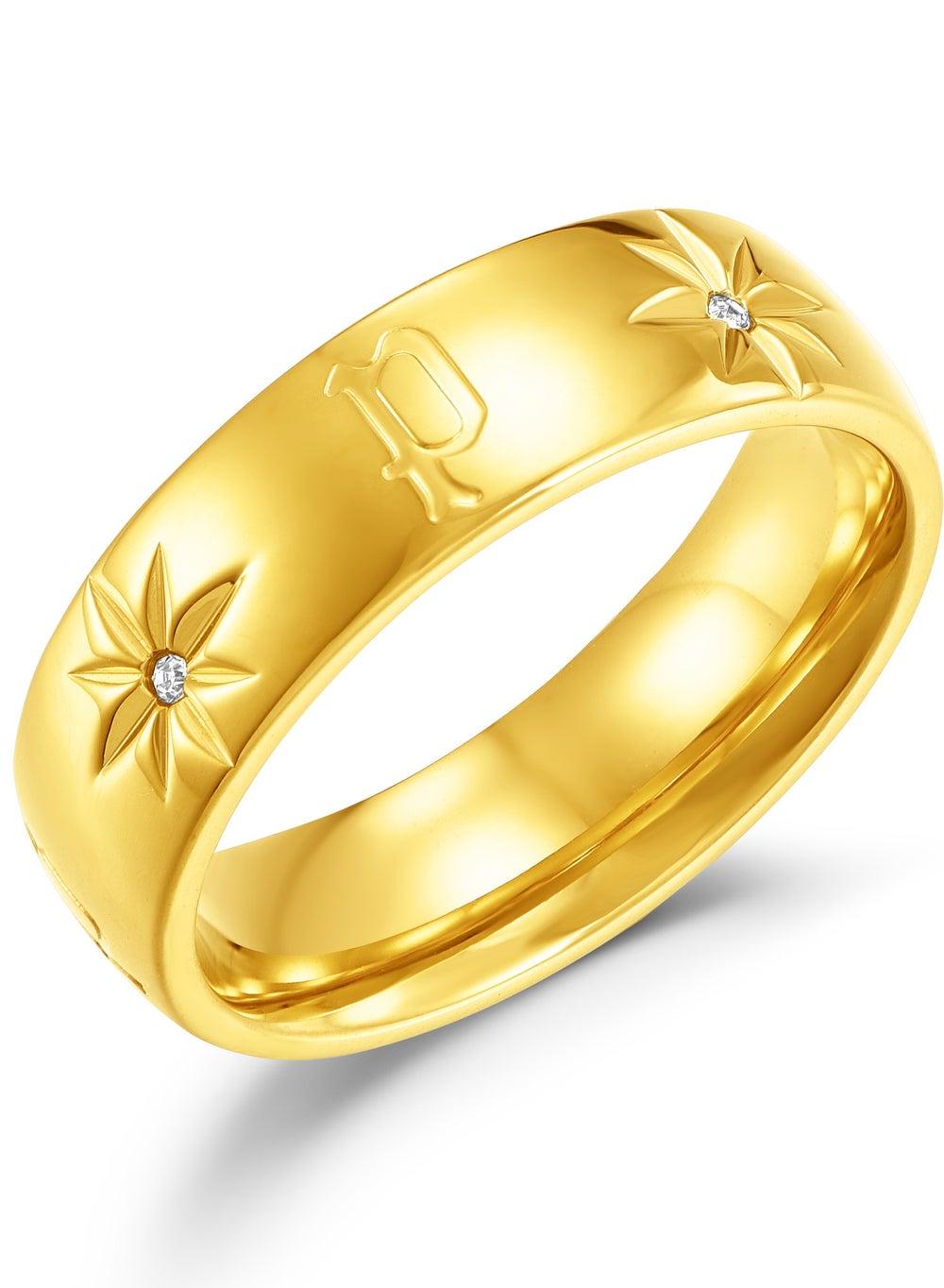 POLICE Galaxy Gold-Plated Crystal Star Ring 54mm - Image 1