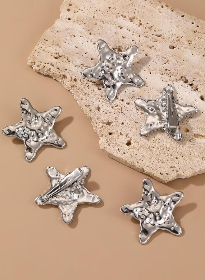 Elegant Silver Star Embellished Hair Clips - Take Two - Image 1