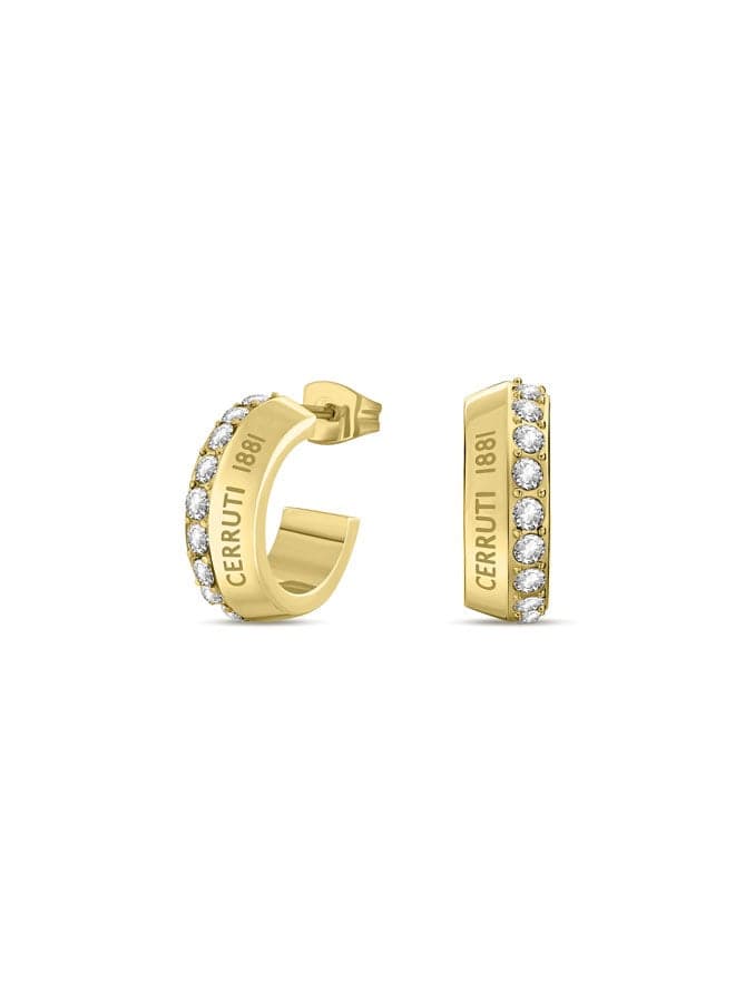 CERRUTI 1881 Alessia Crystal-Embellished Gold Huggie Earrings - Image 1