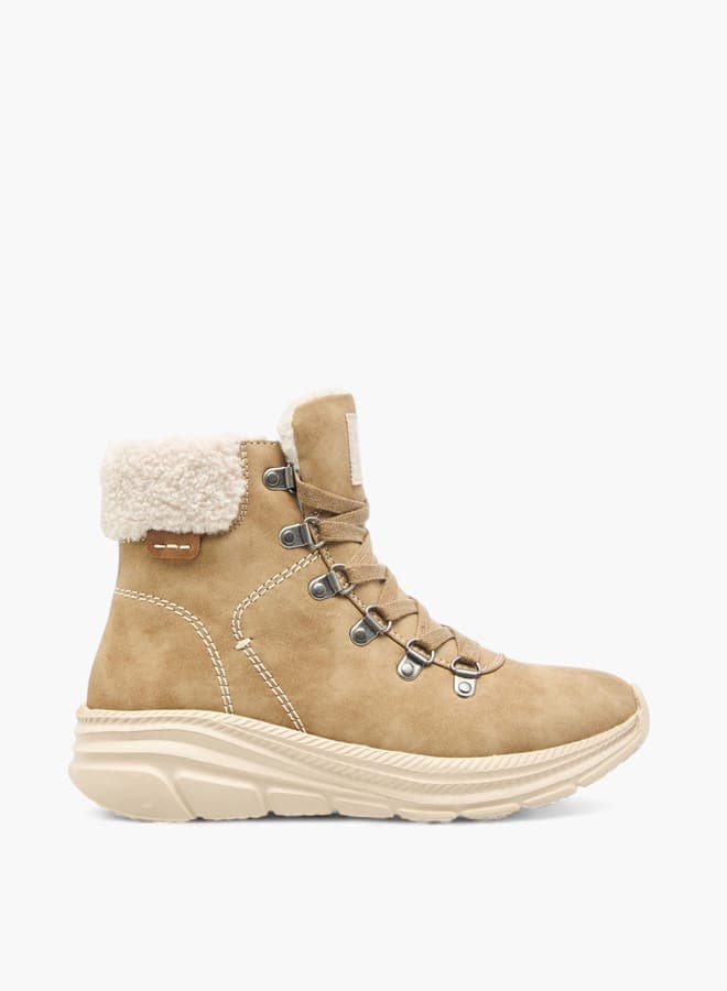 Elegant Beige Plush Detail Ankle Boots 8A1073 B706 - Image 1