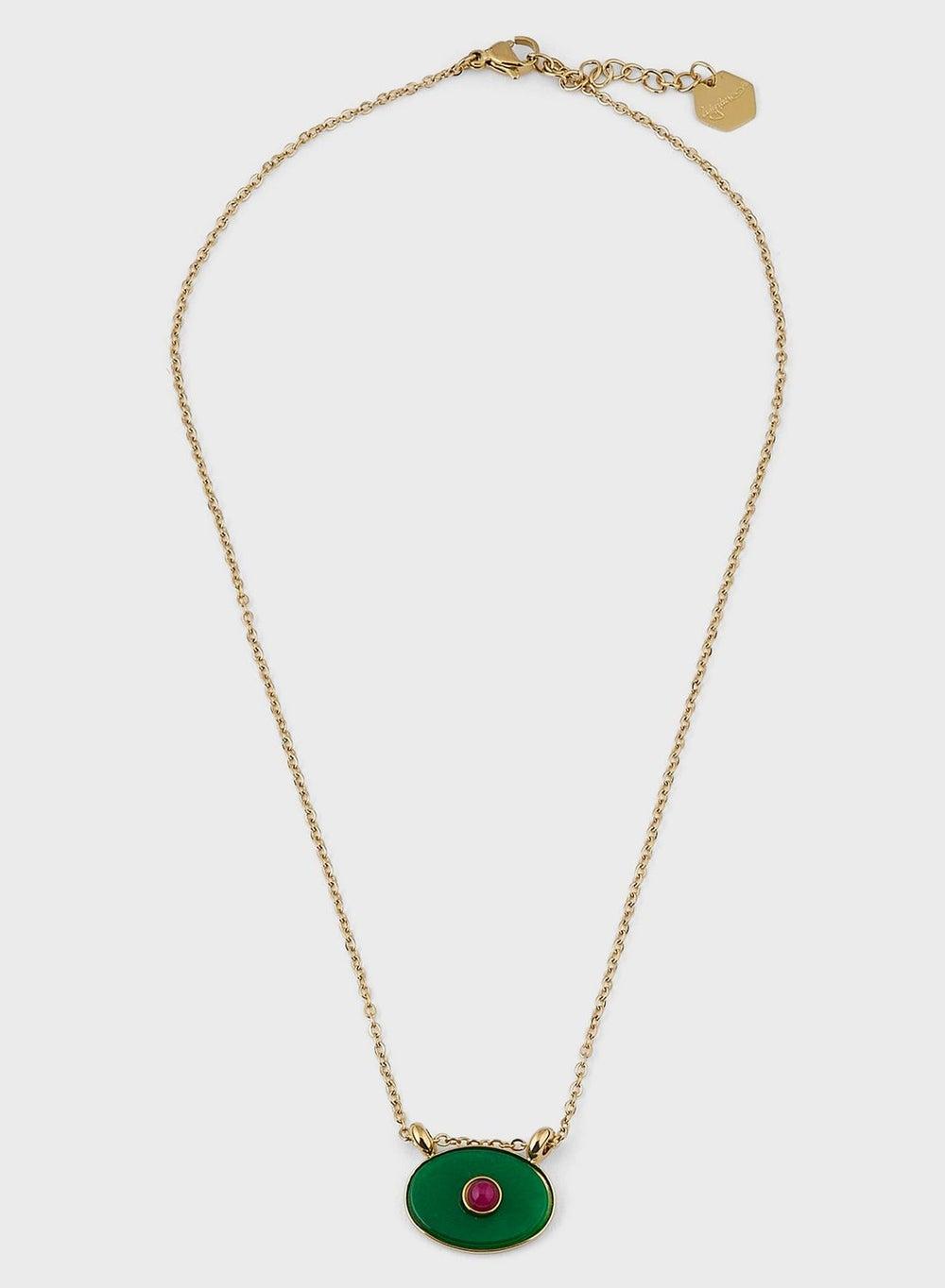 Lady Mauve ANYA Natural Stone Oval Pendant Necklace - Image 1