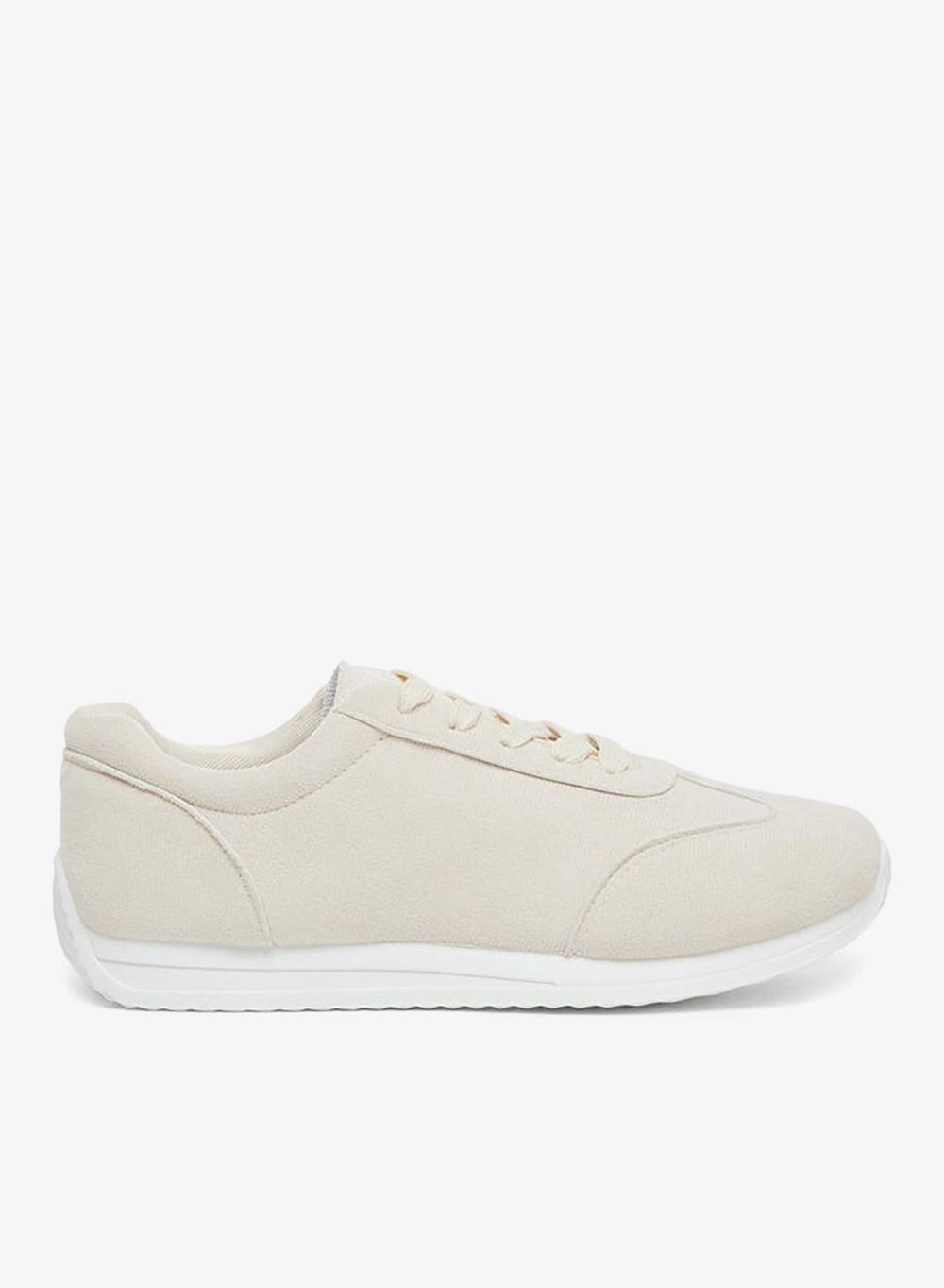 Elegant Beige Styli Classic Lace-Up Sneakers for Women - Image 1