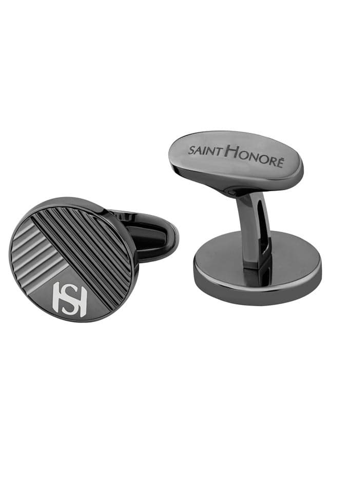 Saint Honore Paris Elegance: Grey Cufflinks for Men - Image 1