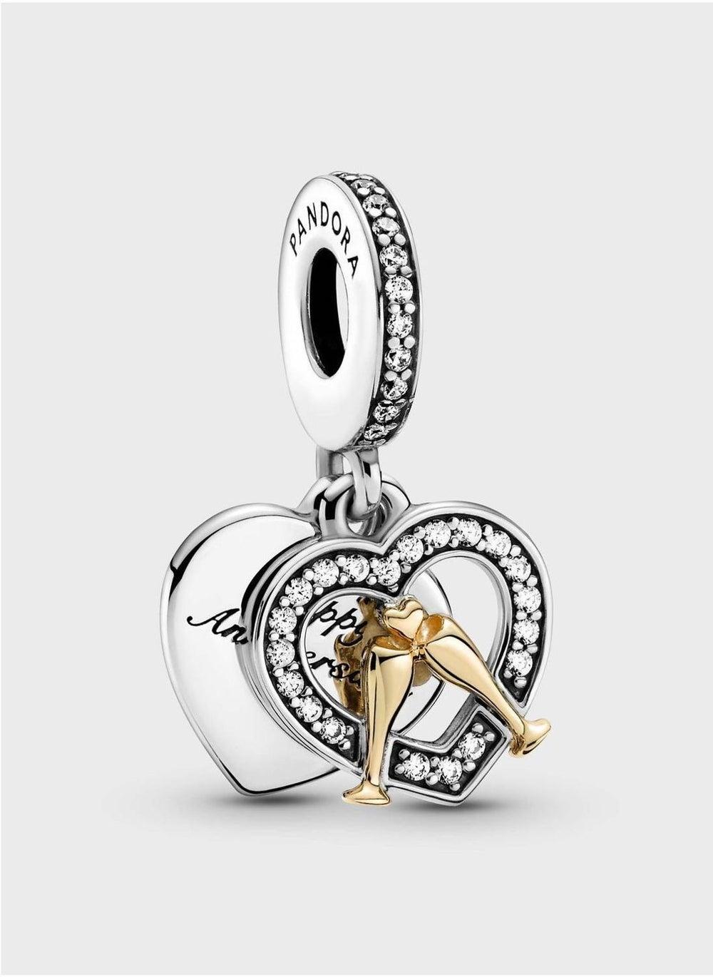 PANDORA Anniversary Hearts & Cheers Charm in Two-Tone - Image 1