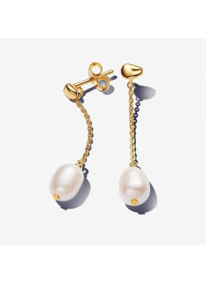 PANDORA Luxe 14K Gold-Plated Pearl Drop Earrings - Image 1