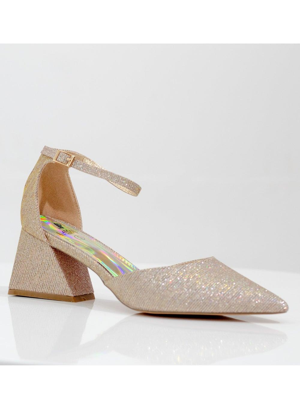Elegant Mibala Champagne Shimmer Strap Pumps with 6cm Heel - Image 1