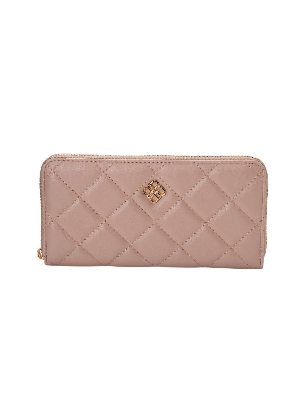 Bata Quilted Pink Zipper Wallet for Women - Image 1