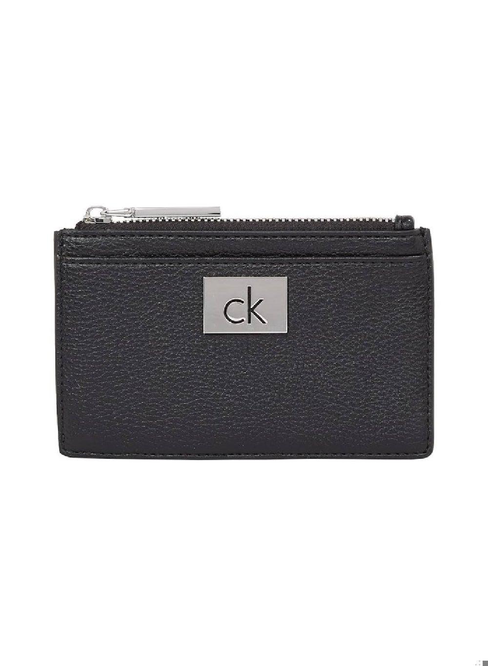 CALVIN KLEIN Black CK Plaque Elegant Zipped Cardholder - Image 1