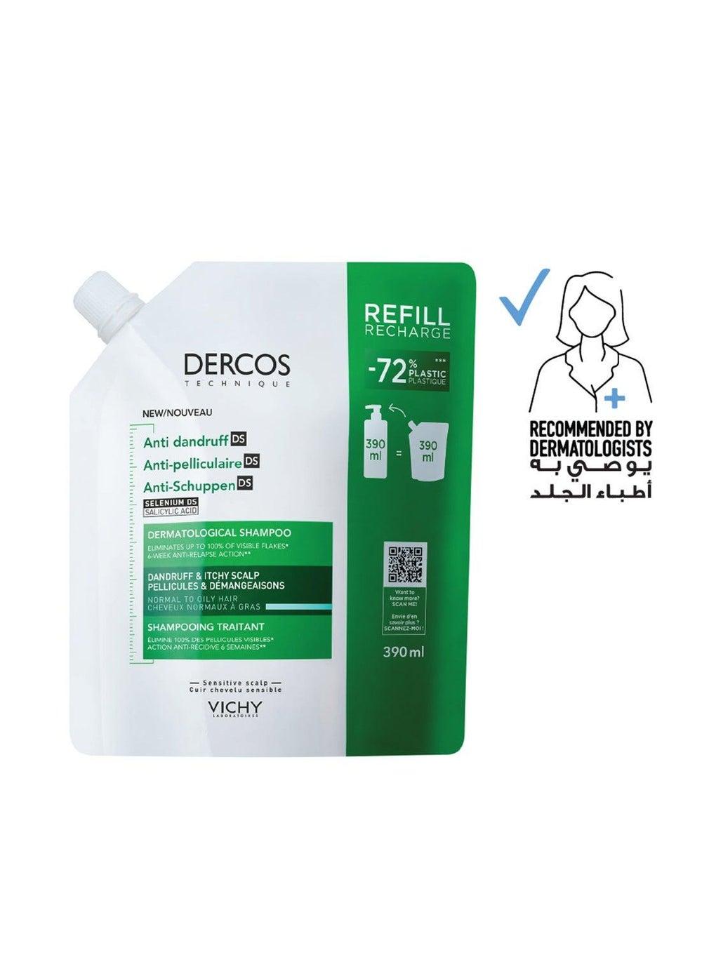 Dercos Anti-Dandruff Shampoo 390ml - For Normal to Oily Hair - Image 1