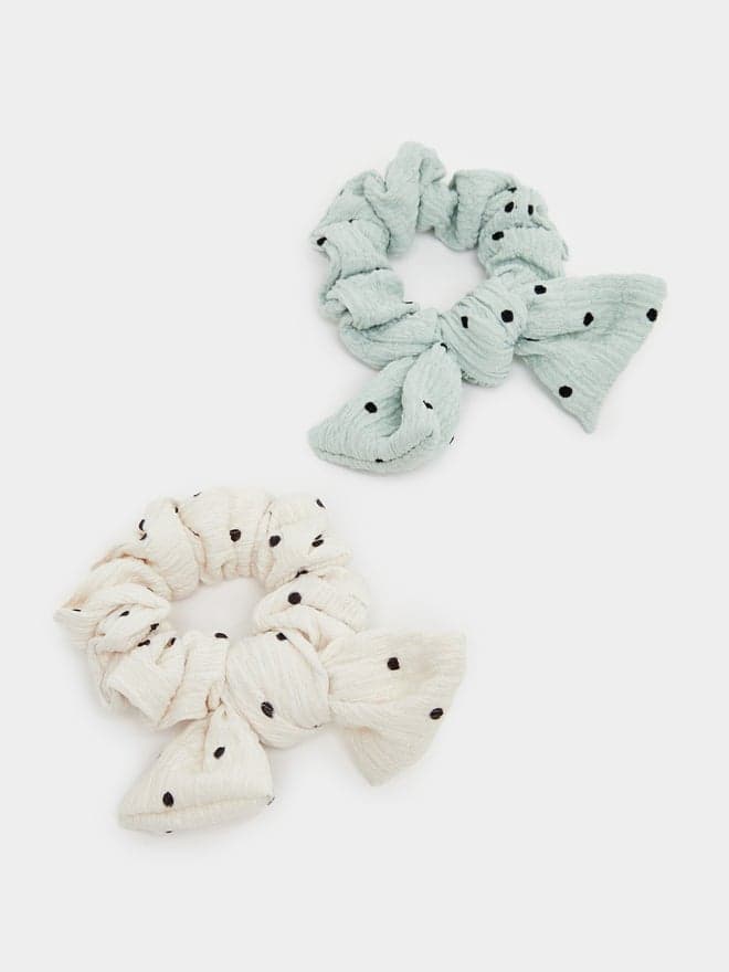 Styli Polka Dot Scrunchie Duo - Elegant Hair Accessories - Image 1