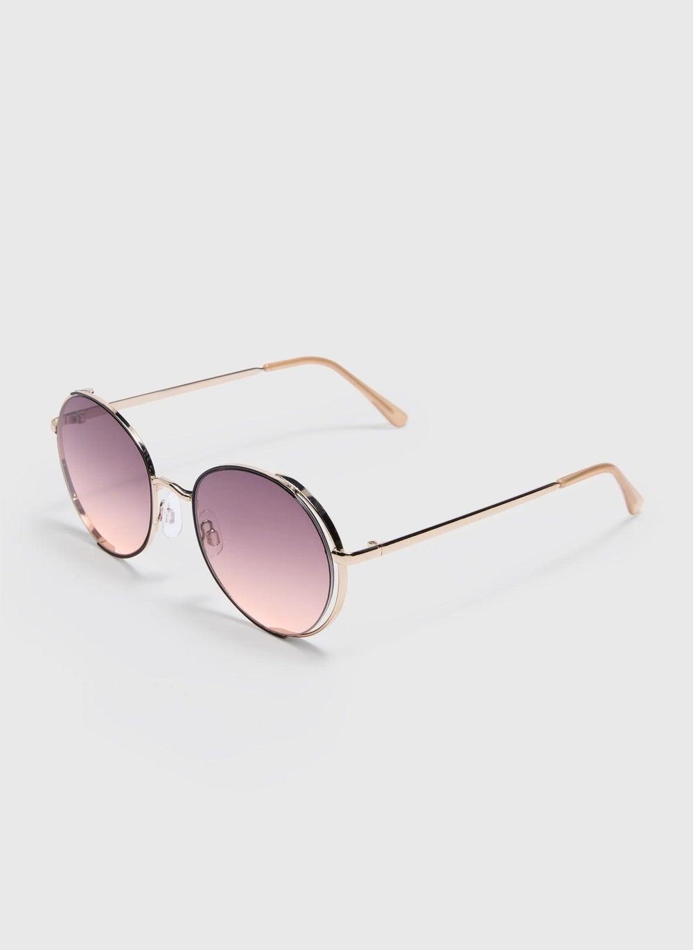 Matalan Chic Gold-Plated Round Trim Sunglasses for Women - Image 1