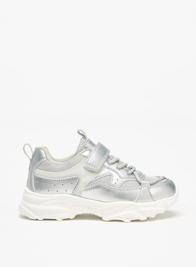Little Missy 8121 001: Chic Silver Colourblock Sneakers - Image 1
