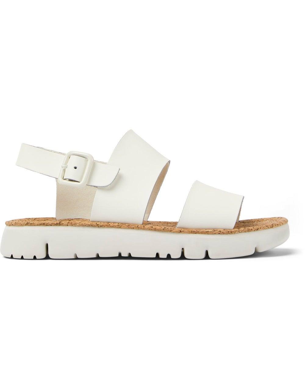 Oruga Elegance: Chic White Leather Women's Sandals - Image 1