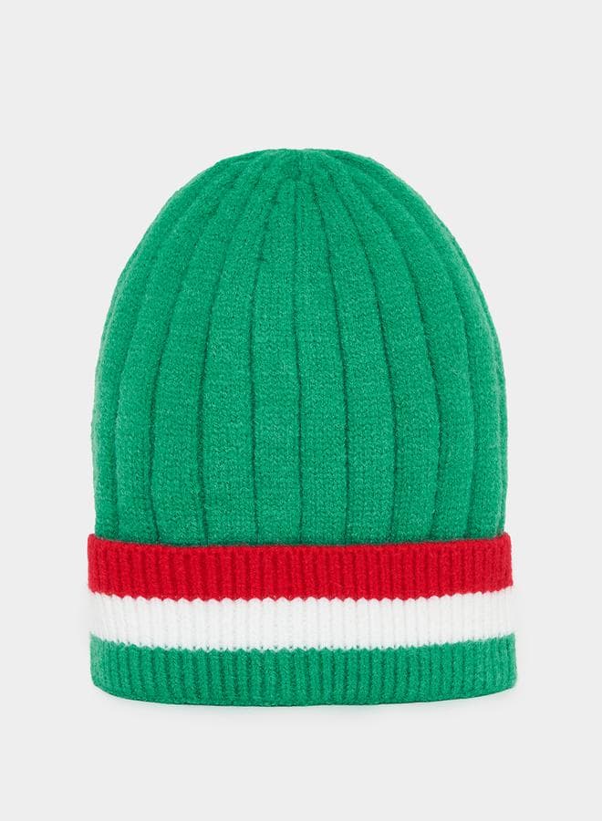 Styli Contrast Detail Knit Beanie: Elegant Warmth for Men - Image 1