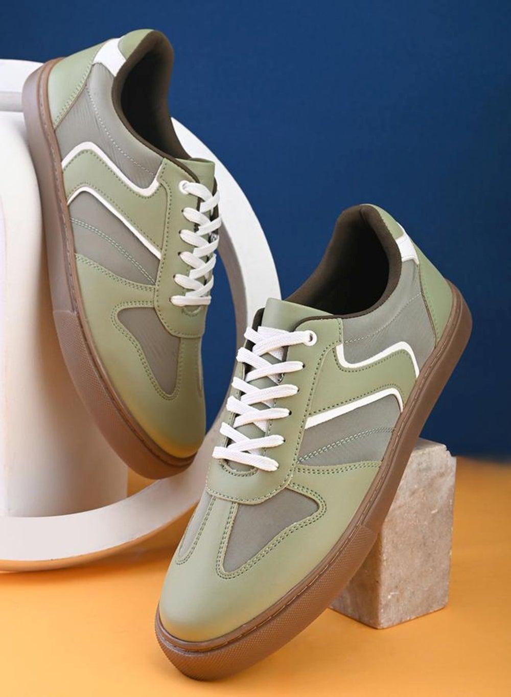 Olive Low-Top Panelled Sneakers 7011228025Olive - Image 1