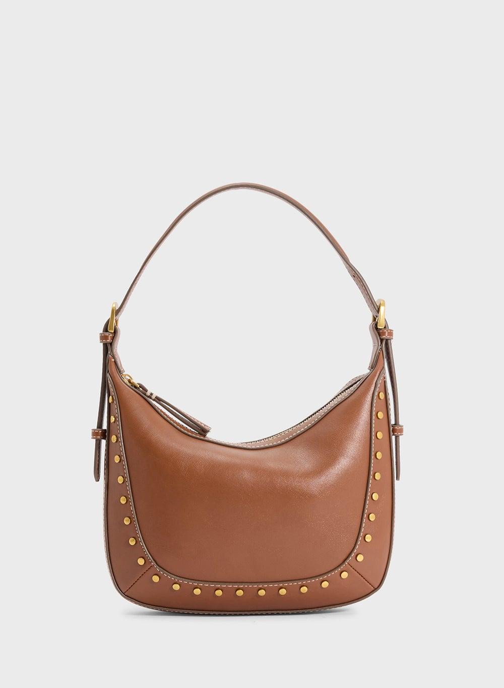 MANGO Chic Studded Faux Leather Shoulder Bag - Image 1