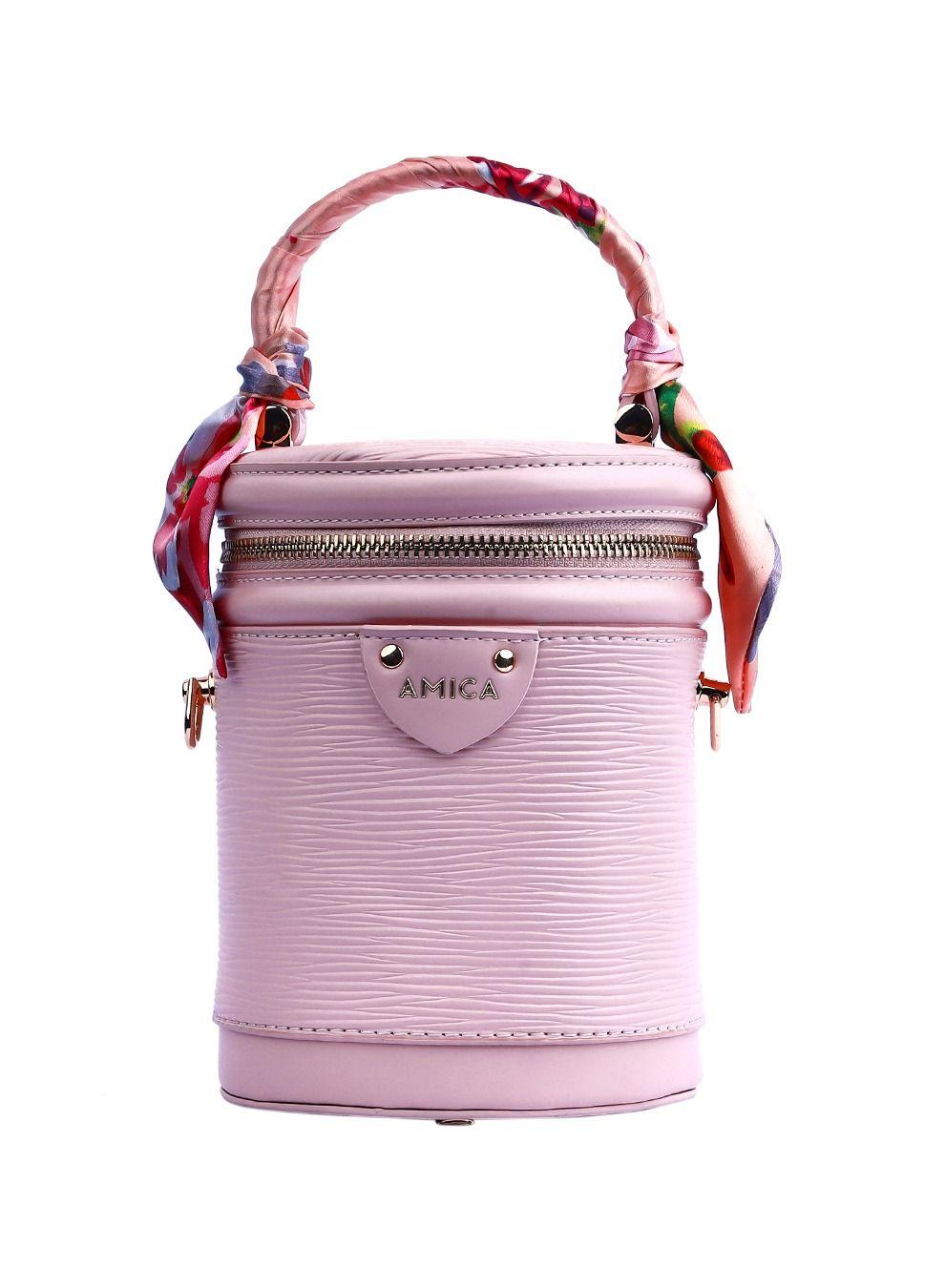 AMICA Celeste Pink Mini Crossbody: Chic Cylindrical Charm - Image 1