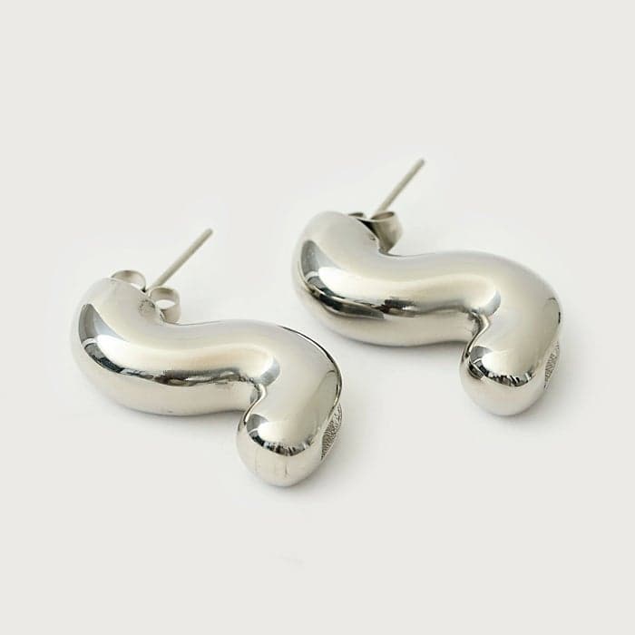 Noya Sabrina S-Shape Elegance Stainless Steel Earrings - Image 1