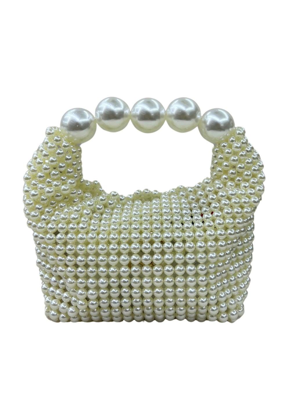 Harsha's Glam Clutches: Beaded Pearl Elegance - Image 1