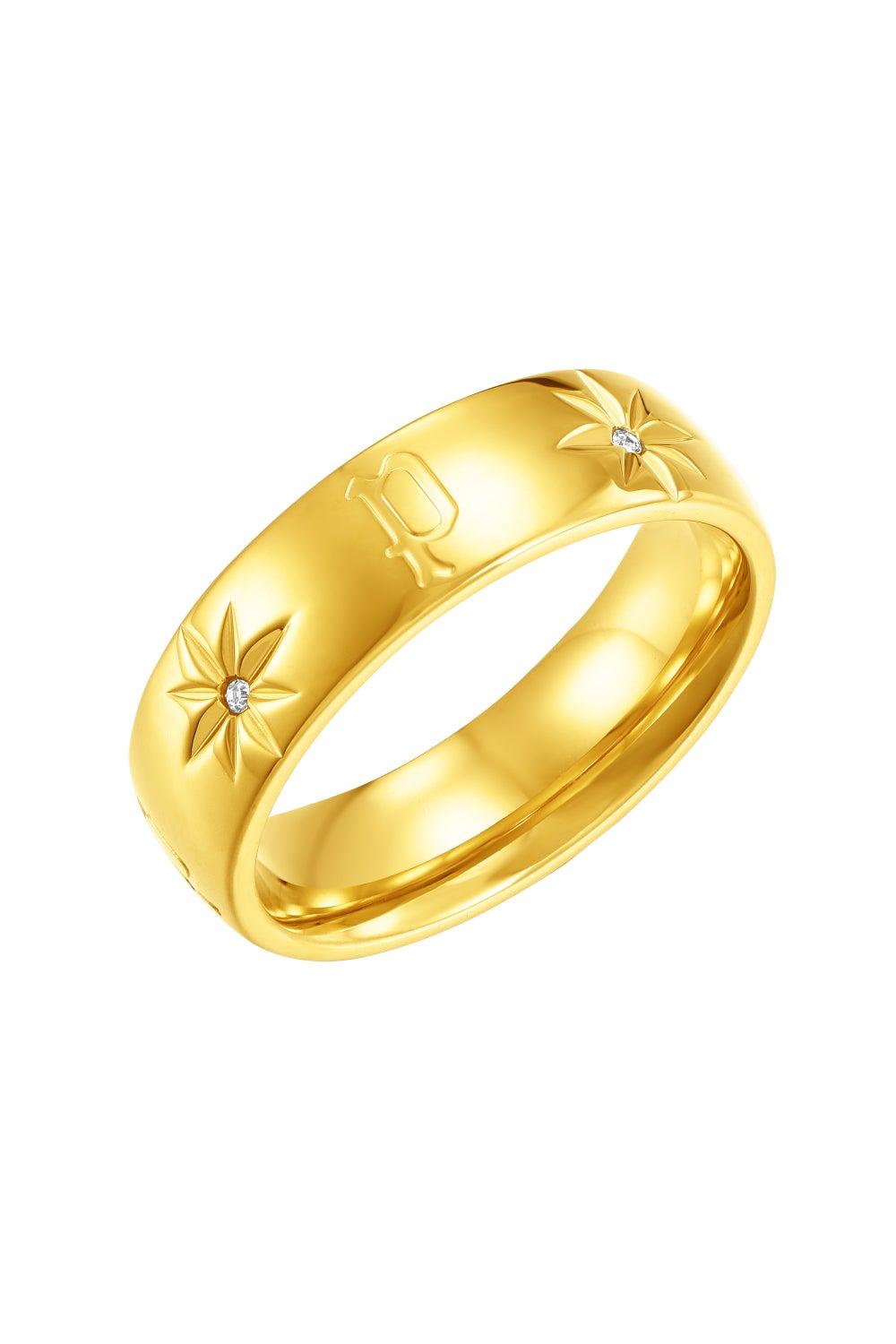 POLICE Galaxy 52PEJLF0003301 Crystal Star Gold Ladies Ring - Image 1