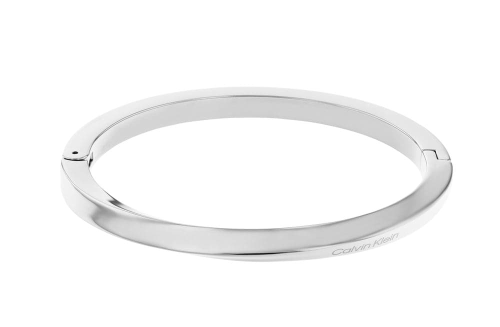 CALVIN KLEIN Silver Twisted Ring Bangle - Adjustable Fit - Image 1