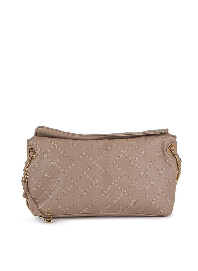 Vincci Elegance: Chic Brown Quilted Shoulder Bag with Chain Detail - Image 1