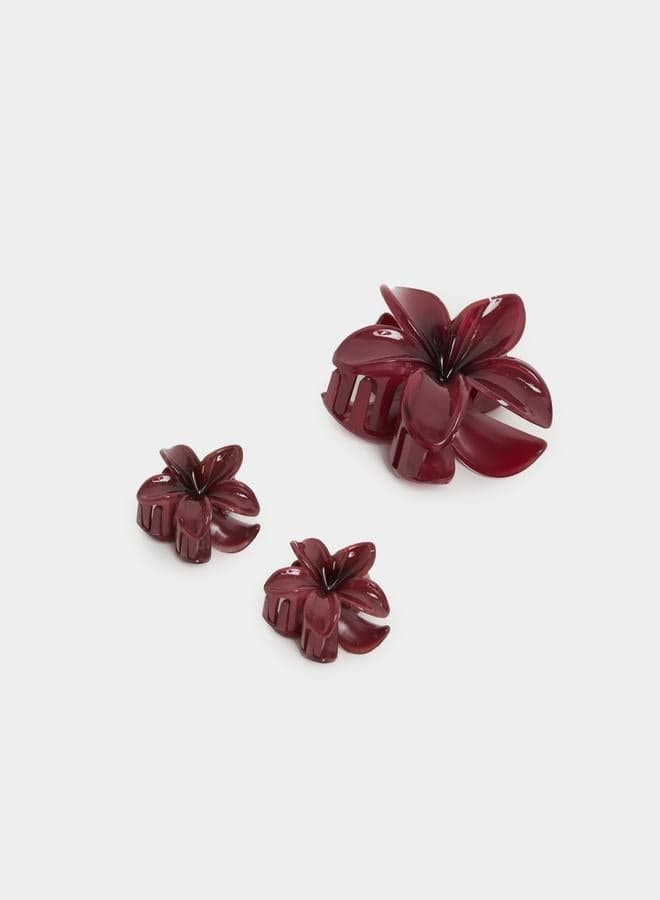 Elegant Floral Trio Hair Claw Set - Style with Grace - Image 1