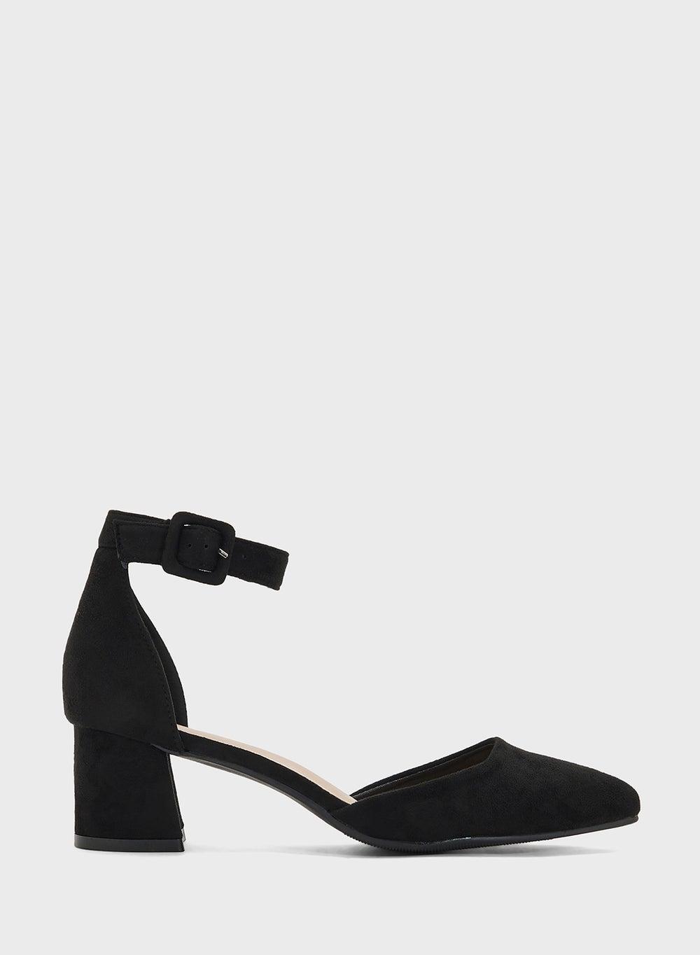 Elegant F90125Af1 Black Ankle Strap Low Heel Pumps - Image 1