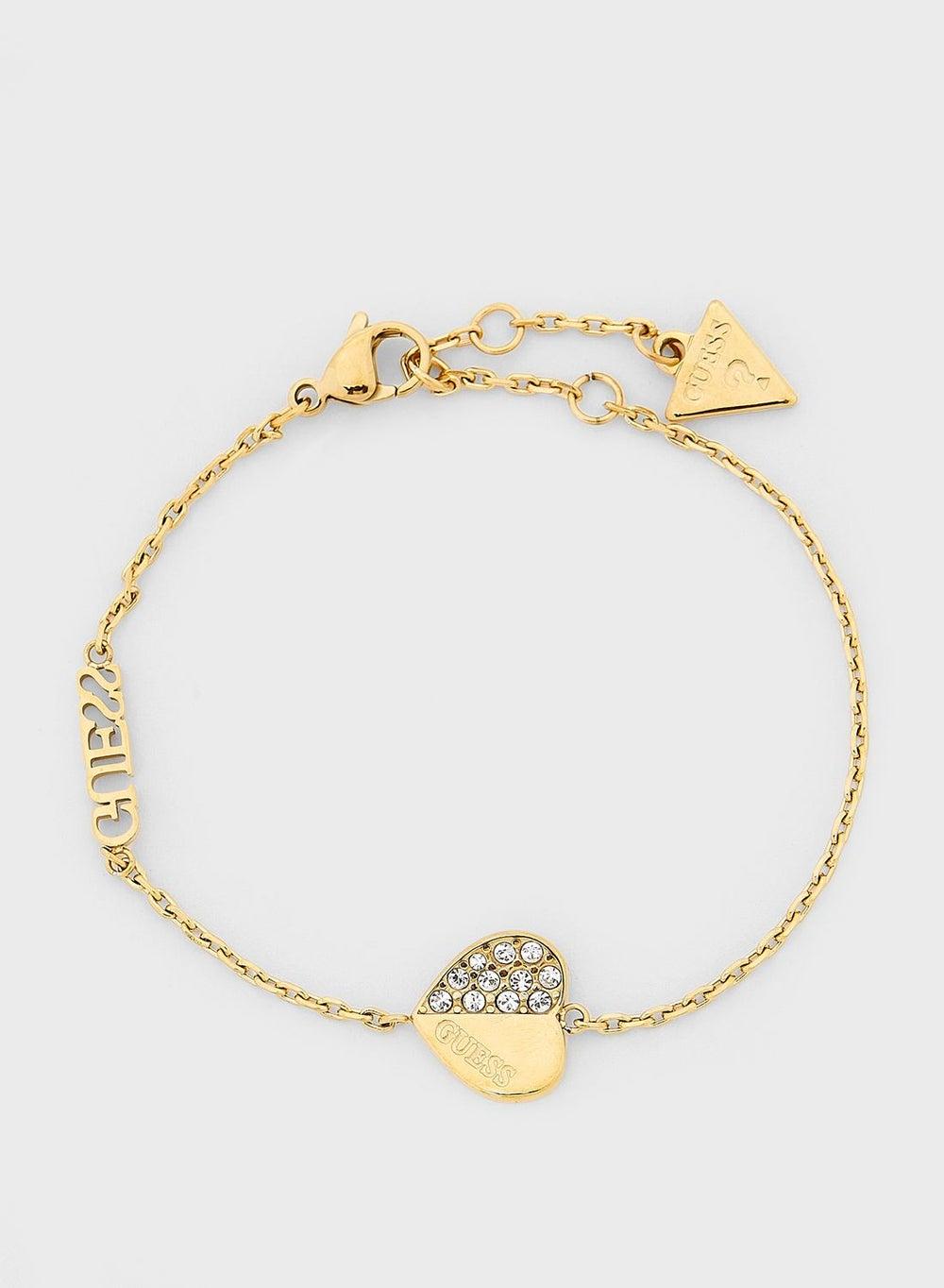 GUESS Gold-Tone Heart Charm Bracelet for Women - Image 1