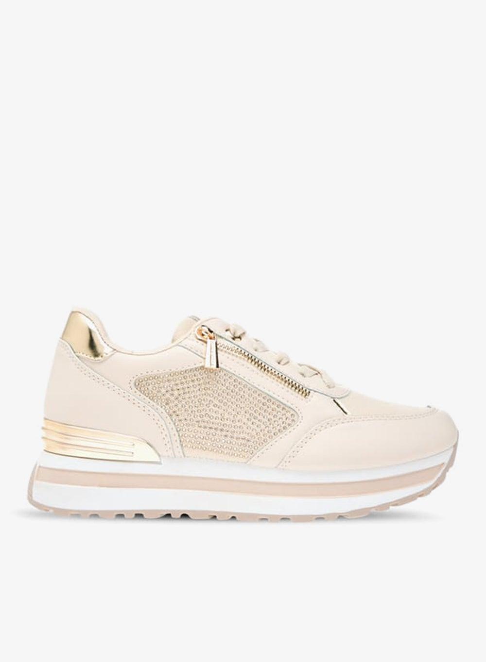 Elegant Beige Panelled Sneakers 16793 for Women - Image 1