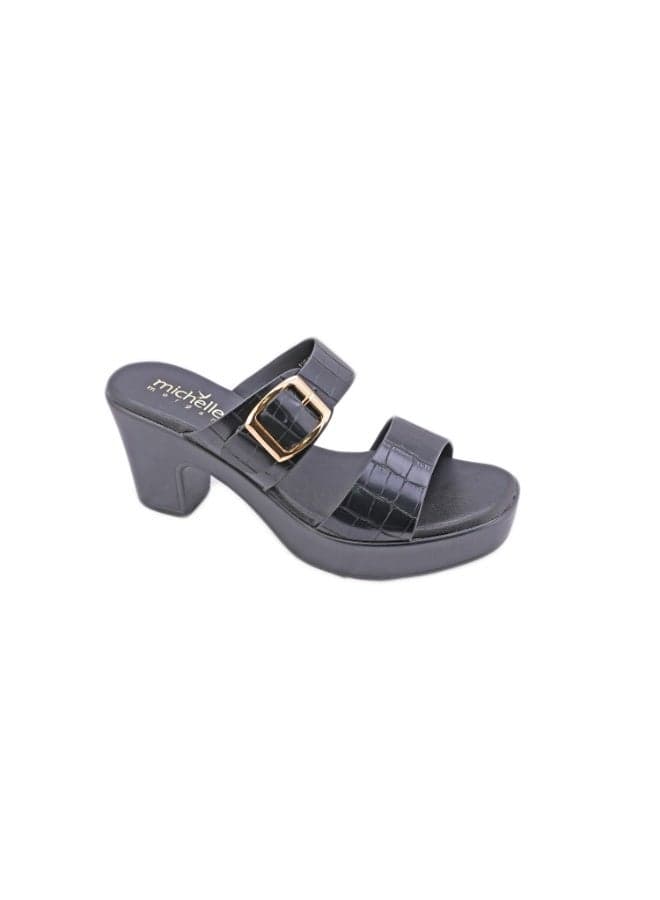 Michelle Morgan 114RJ857 Elegance Block Heel Sandals in Black - Image 1