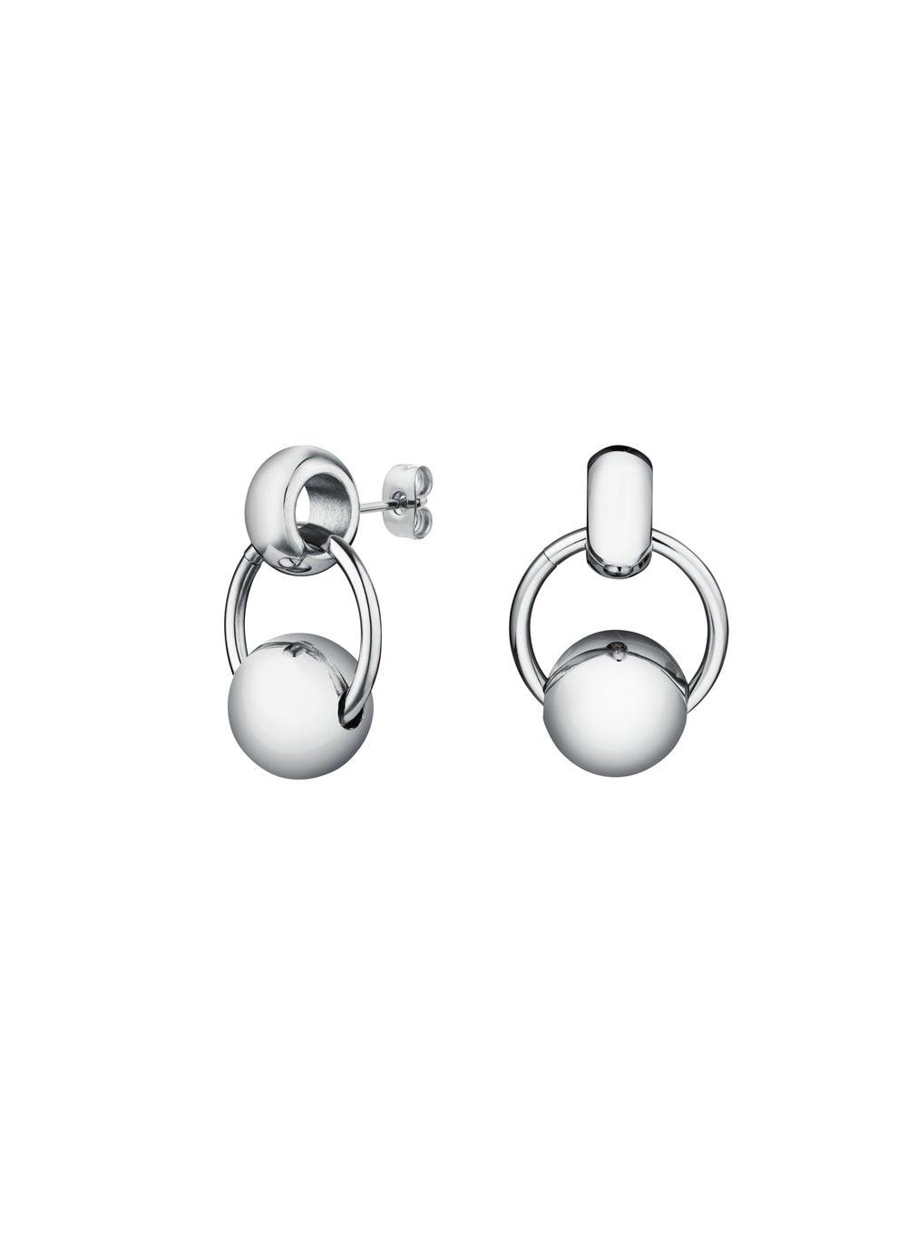 RoseField Silver Chunky Roll Hoops - JECES-J897 Elegance - Image 1