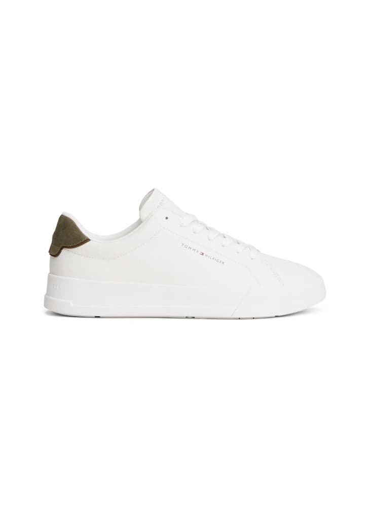Ecru & Army Green Court Sneakers - Style No: Fm0Fm053670K4 - Image 1