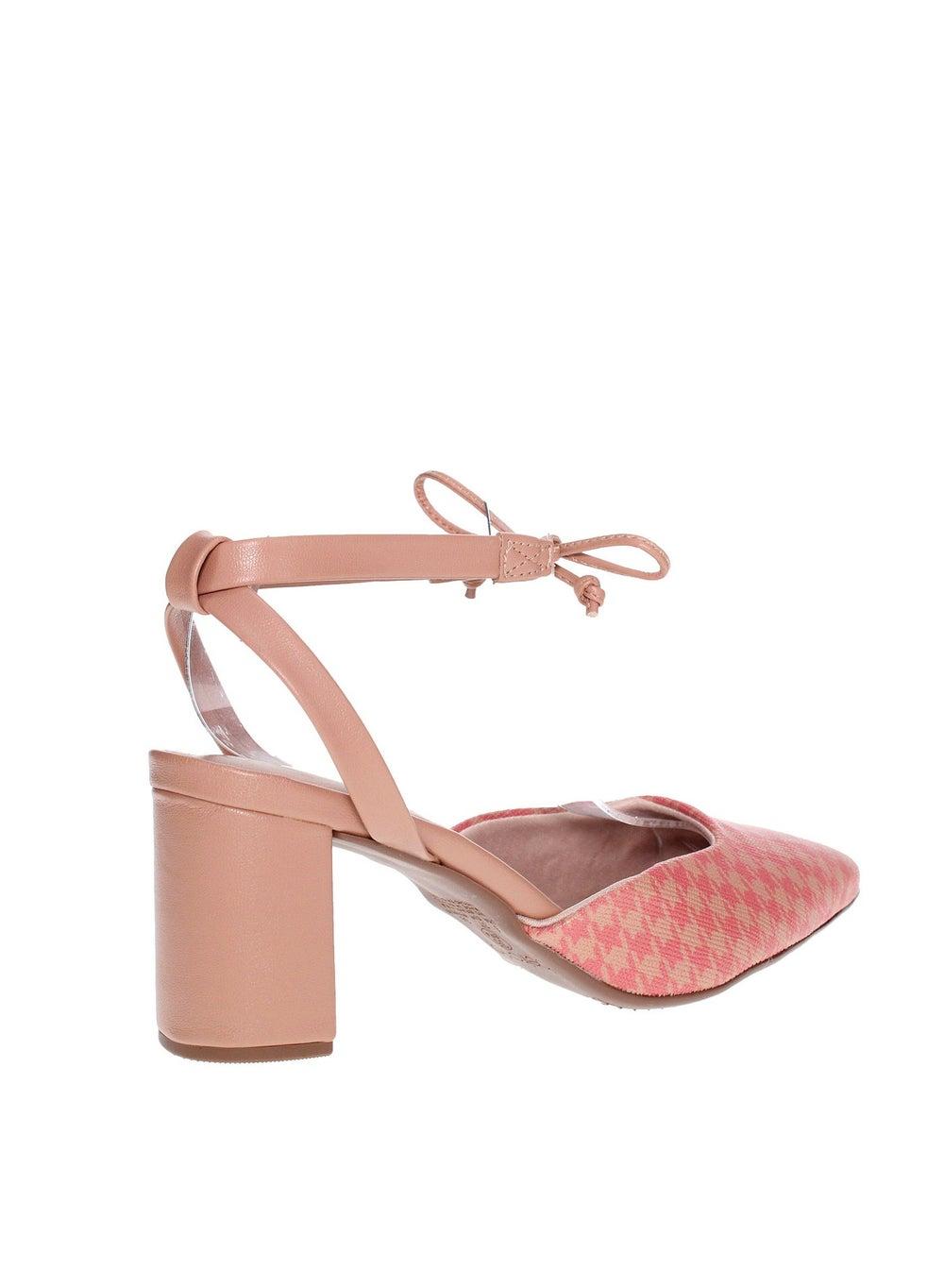 Elegant Nude Mid-Heel Slingback Sandals with Ankle Strap - Image 1
