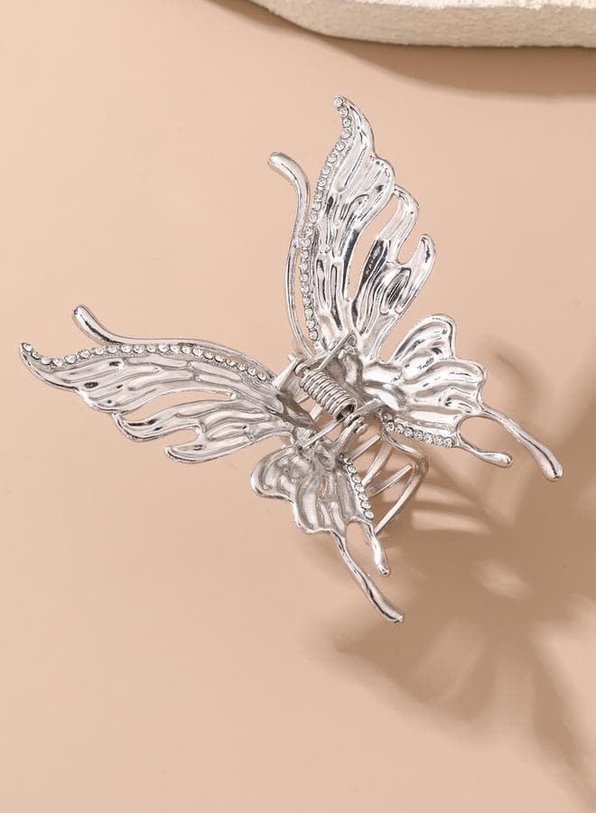 Elegant Silver Butterfly Claw Clip - Style and Security - Image 1