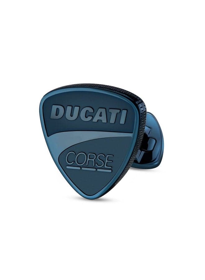 Ducati Corse Scudetto Silver & Blue Cufflinks - Elegance Meets Speed - Image 1