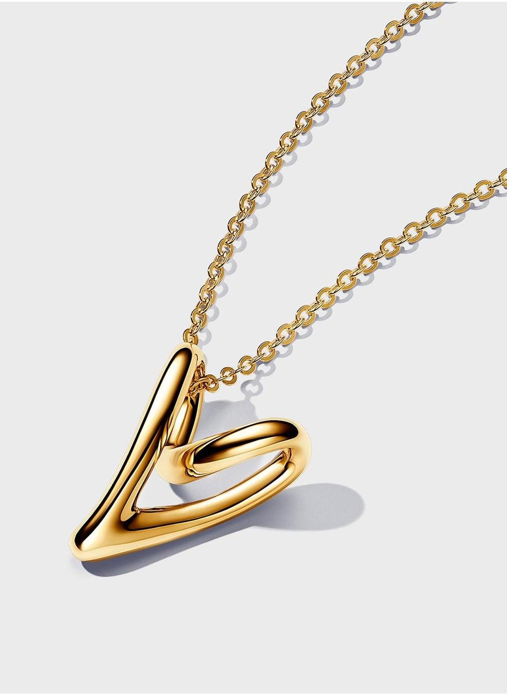 PANDORA Golden Heart Pendant - Organic Elegance - Image 1