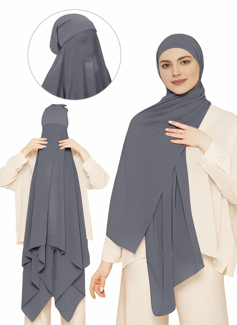 NUKHBAA Granite Gray Instant Hijab Wrap HC10 for Women - Image 1