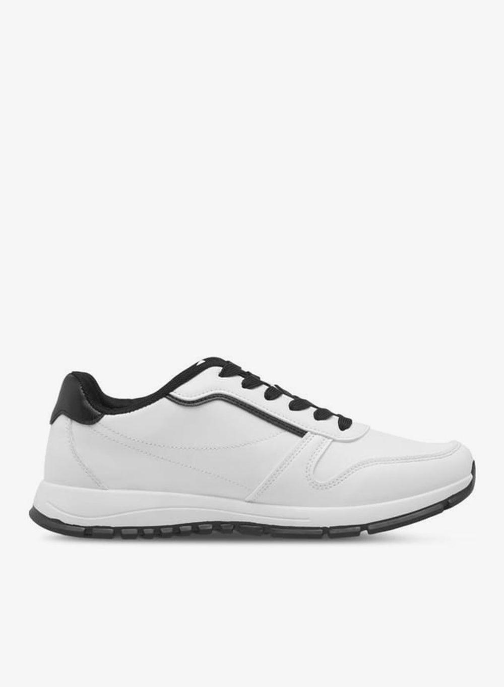 Wat24058White Premium Low-Top Panelled Sneakers for Men - Image 1