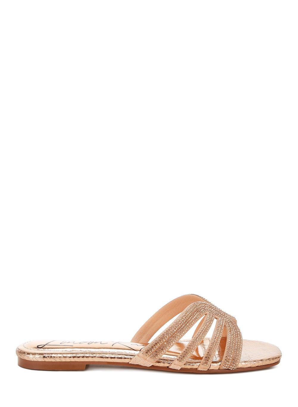 Sh4850 Rose Gold Luxe Rhinestone Cut-Out Flats - Image 1
