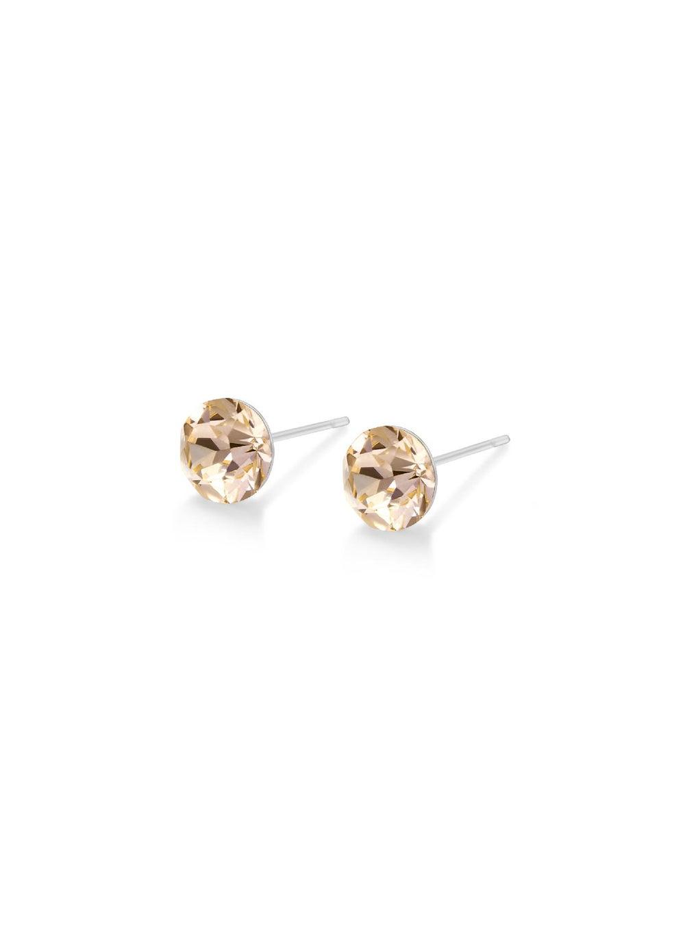 Seona AURORA Silk Beige Crystal Studs - Timeless Elegance - Image 1