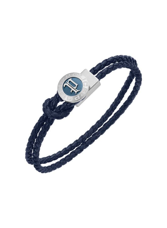 POLICE 180 Infiniti Double Tour Blue Leather Men's Bracelet - Image 1
