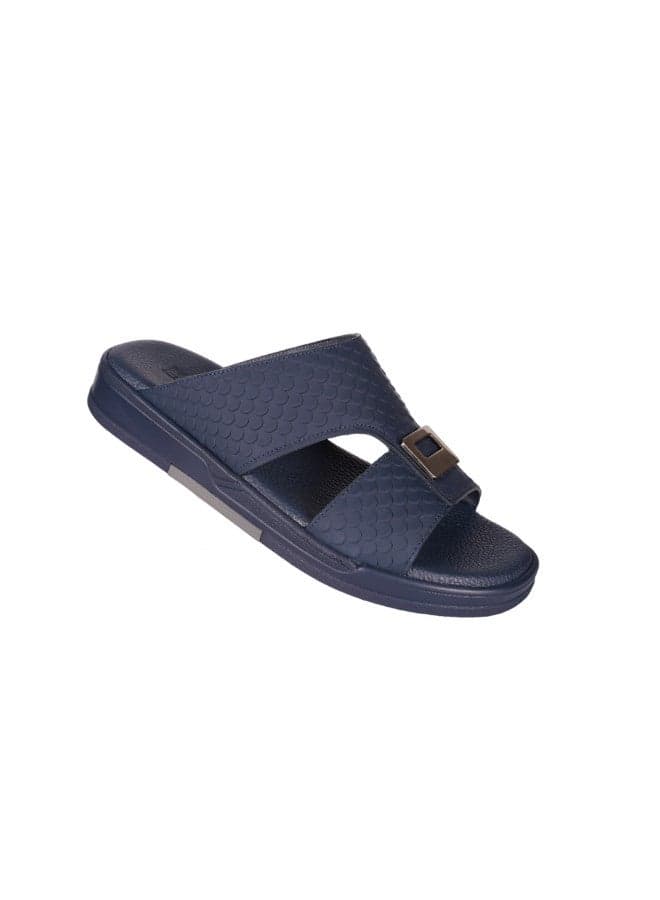 Barjeel Uno 008-3397: Men's Navy Arabic Leather Sandals - Image 1